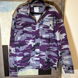 Purple Army fatigue print cargo shirt/ jacket